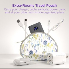 HyperGear TECHcessories 30-Watt USB-C PD Charging Kit with Travel Pouch (Purple Floral)