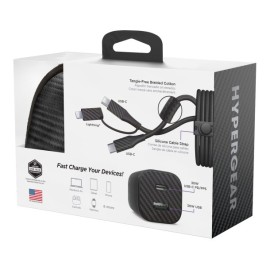 HyperGear TECHcessories 30-Watt USB-C PD Charging Kit with Travel Pouch (Carbon Fiber)