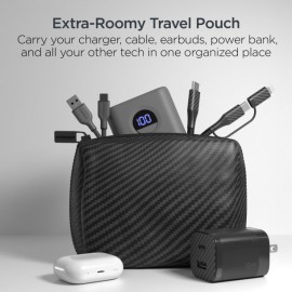 HyperGear TECHcessories 30-Watt USB-C PD Charging Kit with Travel Pouch (Carbon Fiber)