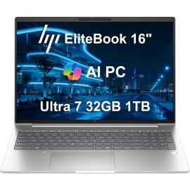 HP EliteBook 660 G11 Business AI PC Laptop (16" FHD+ Anti-Glare, Intel 12-Core Ultra 7 165U, 32GB DDR5, 1TB SSD), Fingerprint, Backlit, 5MP IR Webcam, 2X Thunderbolt 4, Fast Charge, Win 11 Pro, 2025