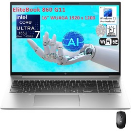 HP EliteBook 860 G11 16" FHD+ Business Laptop Computer, Intel Ultra 7 155U (Beat i7-1355U), 64GB DDR5 RAM, 2TB PCIe SSD, WiFi 6E, BT 5.3, Backlit Keyboard, Fingerprint Reader, Windows 11 Pro