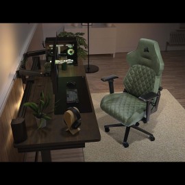 Corsair TC500 Luxe Gaming Chair - Premium Breathable Fabric - Wide Seat - Five-Way Adjustable Armrests - Adjustable Buil t-in Lumbar Support - 90-160 Degree Recline - Sherwood