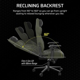 Corsair TC500 Luxe Gaming Chair - Premium Breathable Fabric - Wide Seat - Five-Way Adjustable Armrests - Adjustable Buil t-in Lumbar Support - 90-160 Degree Recline - Sherwood