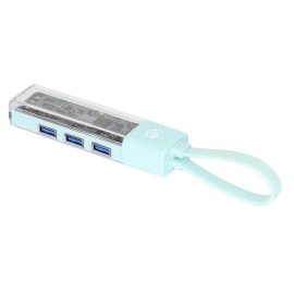 Manhattan Transparent 4-Port USB 3.0 USB-C/USB-A Combo Hub (Teal)