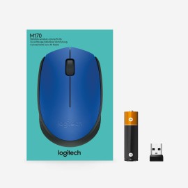 Logitech M170 - Mouse - right and left-handed - wireless - 2.4 GHz - USB wireless receiver - blue