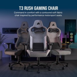 Corsair T3 Rush Fabric Gaming Chair ( 2023) Racing Inspiration Design Soft Fabric Exterior