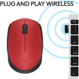 Logitech M170 - Mouse - right and left-handed - wireless - 2.4 GHz - USB wireless receiver - red