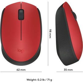 Logitech M170 - Mouse - right and left-handed - wireless - 2.4 GHz - USB wireless receiver - red