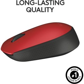 Logitech M170 - Mouse - right and left-handed - wireless - 2.4 GHz - USB wireless receiver - red