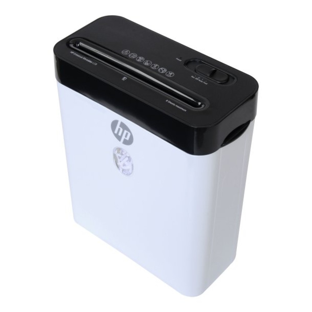 HP LC8 8-Sheet Crosscut Manual-Feed Paper Shredder with Basket, White (91011B)