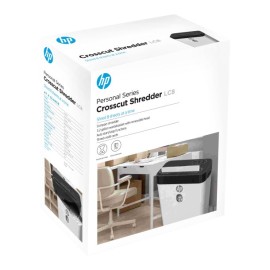 HP LC8 8-Sheet Crosscut Manual-Feed Paper Shredder with Basket, White (91011B)