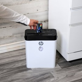 HP LC8 8-Sheet Crosscut Manual-Feed Paper Shredder with Basket, White (91011B)