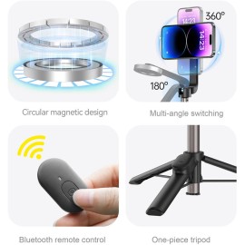 TELESIN Magnetic Bluetooth Selfie Stick for iPhone and Smartphones