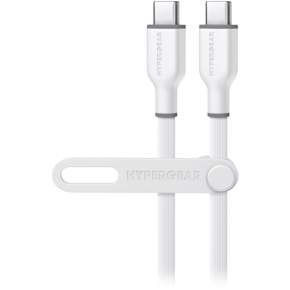 HyperGear® Flexi Pro USB-C® to USB-C® Soft-Touch Silicone Fast Charge and Sync Cable (10 Ft.; White)