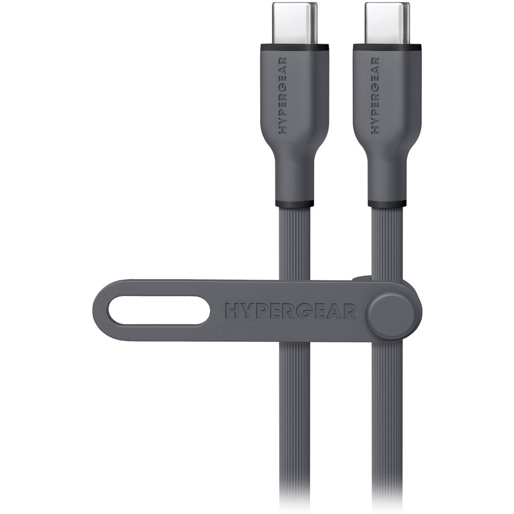 HyperGear® Flexi Pro USB-C® to USB-C® Soft-Touch Silicone Fast Charge and Sync Cable (10 Ft.; Gray)