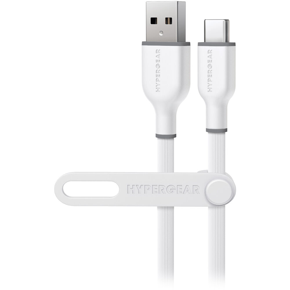 HyperGear® Flexi Pro USB-A to USB-C® Soft-Touch Silicone Charge and Sync Cable, 10 Ft. (White)