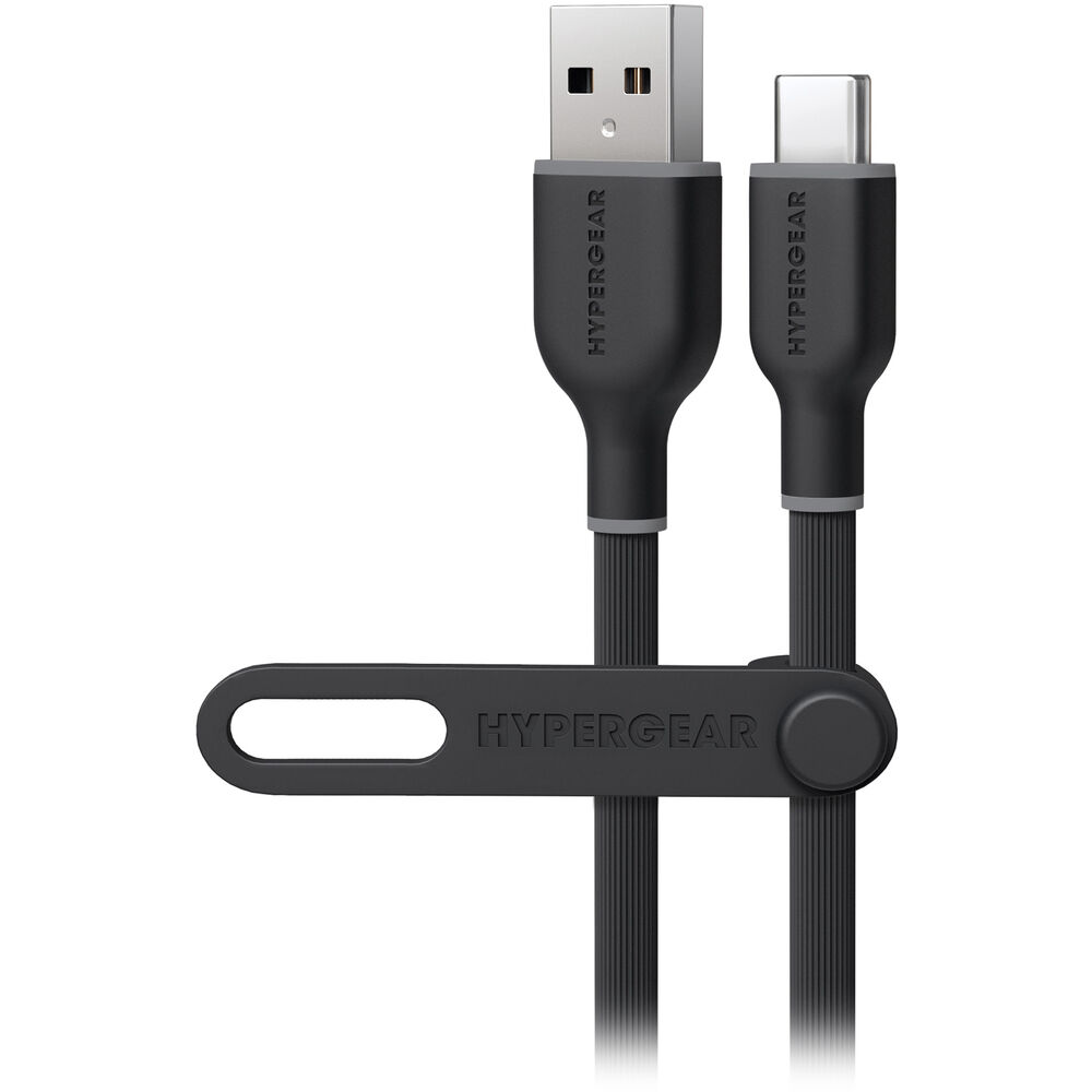 HyperGear® Flexi Pro USB-A to USB-C® Soft-Touch Silicone Charge and Sync Cable, 10 Ft. (Black)