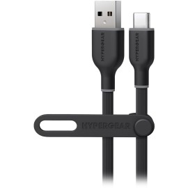HyperGear® Flexi Pro USB-A to USB-C® Soft-Touch Silicone Charge and Sync Cable, 10 Ft. (Black)