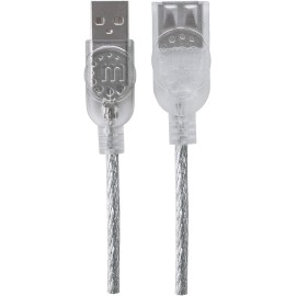 Manhattan® A-Male to A-Female USB 2.0 Extension Cable, Translucent Silver (6 Ft.)