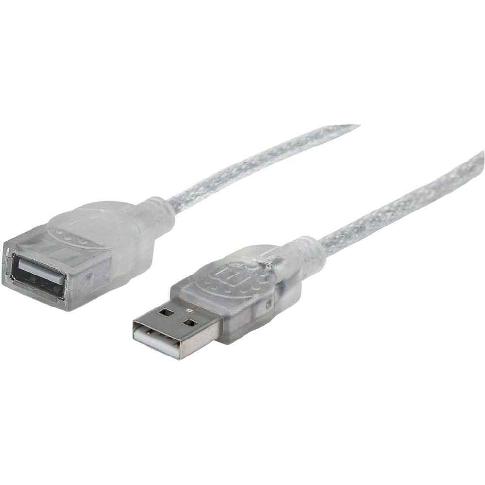 Manhattan® A-Male to A-Female USB 2.0 Extension Cable, Translucent Silver (6 Ft.)