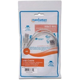 Manhattan® A-Male to A-Female USB 2.0 Extension Cable, Translucent Silver (6 Ft.)