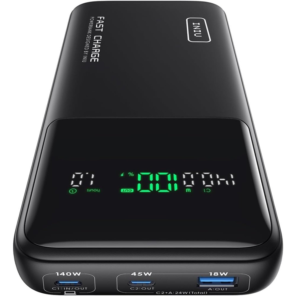 INIU 140W Power Bank, 27000mAh High Capacity Laptop Portable Charger, USB C in&Out Tablet Powerbank, Digital Display Phone Charger, Travel Charger Compatible with iPhone 16, iPad, MacBook, Laptop etc.