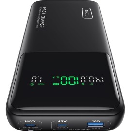 INIU 140W Power Bank, 27000mAh High Capacity Laptop Portable Charger, USB C in&Out Tablet Powerbank, Digital Display Phone Charger, Travel Charger Compatible with iPhone 16, iPad, MacBook, Laptop etc.