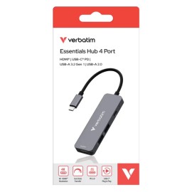 Verbatim® USB-C® Essentials 4-Port Hub, 32155