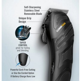 Conair Men Number Cut Cord and Cordless Hair Clipper & Trimmer Kit, 16 Piece