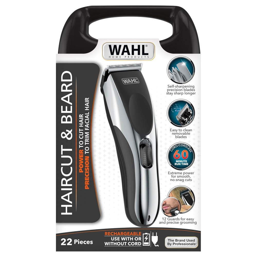 Wahl Haircut & Beard Clipper offers versatile grooming with 40 minutes of cordless runtime