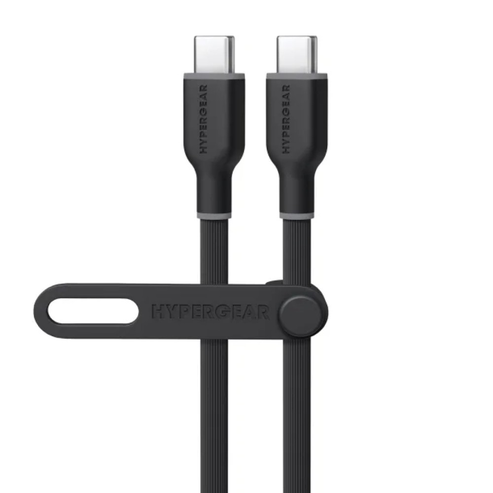 HyperGear® Flexi Pro USB-C® to USB-C® Soft-Touch Silicone Fast Charge and Sync Cable (15 Ft.; Black)