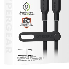 HyperGear® Flexi Pro USB-C® to USB-C® Soft-Touch Silicone Fast Charge and Sync Cable (15 Ft.; Black)