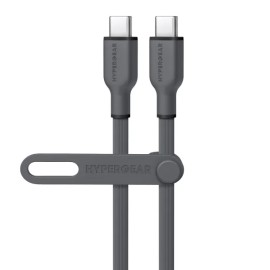 HyperGear® Flexi Pro USB-C® to USB-C® Soft-Touch Silicone Fast Charge and Sync Cable (15 Ft.; Gray)