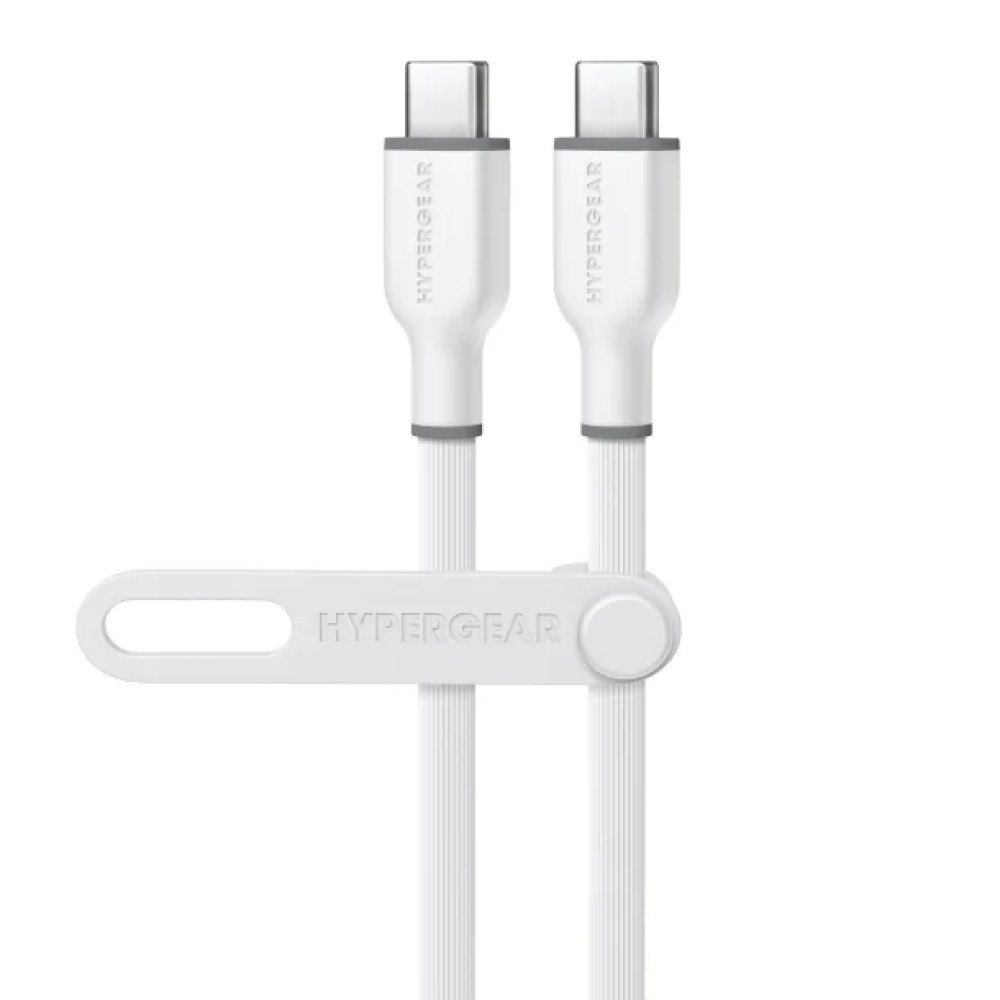 HyperGear® Flexi Pro USB-C® to USB-C® Soft-Touch Silicone Fast Charge and Sync Cable (15 Ft.; White)