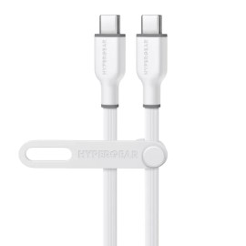 HyperGear® Flexi Pro USB-C® to USB-C® Soft-Touch Silicone Fast Charge and Sync Cable (15 Ft.; White)