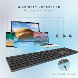 Bluetooth Slim Keyboard for Mac, Aluminum Rechargeable Keyboard Wireless, Low-Profile Silent Flat Key Compatible with Apple iMac, MacBook, Mac and iOS, Full Size - Space Gray