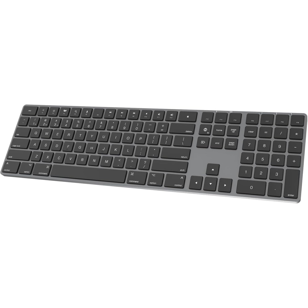 Bluetooth Slim Keyboard for Mac, Aluminum Rechargeable Keyboard Wireless, Low-Profile Silent Flat Key Compatible with Apple iMac, MacBook, Mac and iOS, Full Size - Space Gray