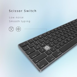 Bluetooth Slim Keyboard for Mac, Aluminum Rechargeable Keyboard Wireless, Low-Profile Silent Flat Key Compatible with Apple iMac, MacBook, Mac and iOS, Full Size - Space Gray