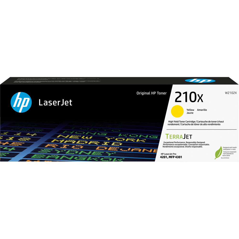 HP 210X Yellow High-Yield Toner Cartridge | Works Color Laserjet Pro 4201, Color Laserjet Pro MFP 4301 Series | W2102X