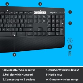 Logitech MK850 Performance - Keyboard and mouse set - Bluetooth, 2.4 GHz