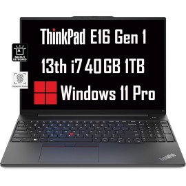 Lenovo ThinkPad E16 Business Laptop (16" FHD+ Touchscreen, Intel 13th Gen 10-Core i7-1355U, 40GB RAM, 1TB SSD) Backlit, Fingerprint, FHD Webcam, Ethernet, Thunderbolt 4, Win 11 Pro, Black, 2024