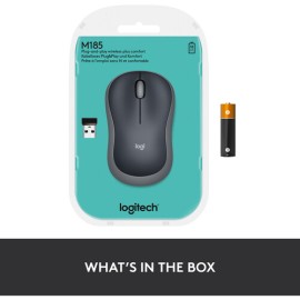 Logitech M185 - Mouse - optical - 3 buttons - wireless - 2.4 GHz - USB wireless receiver - swift gray