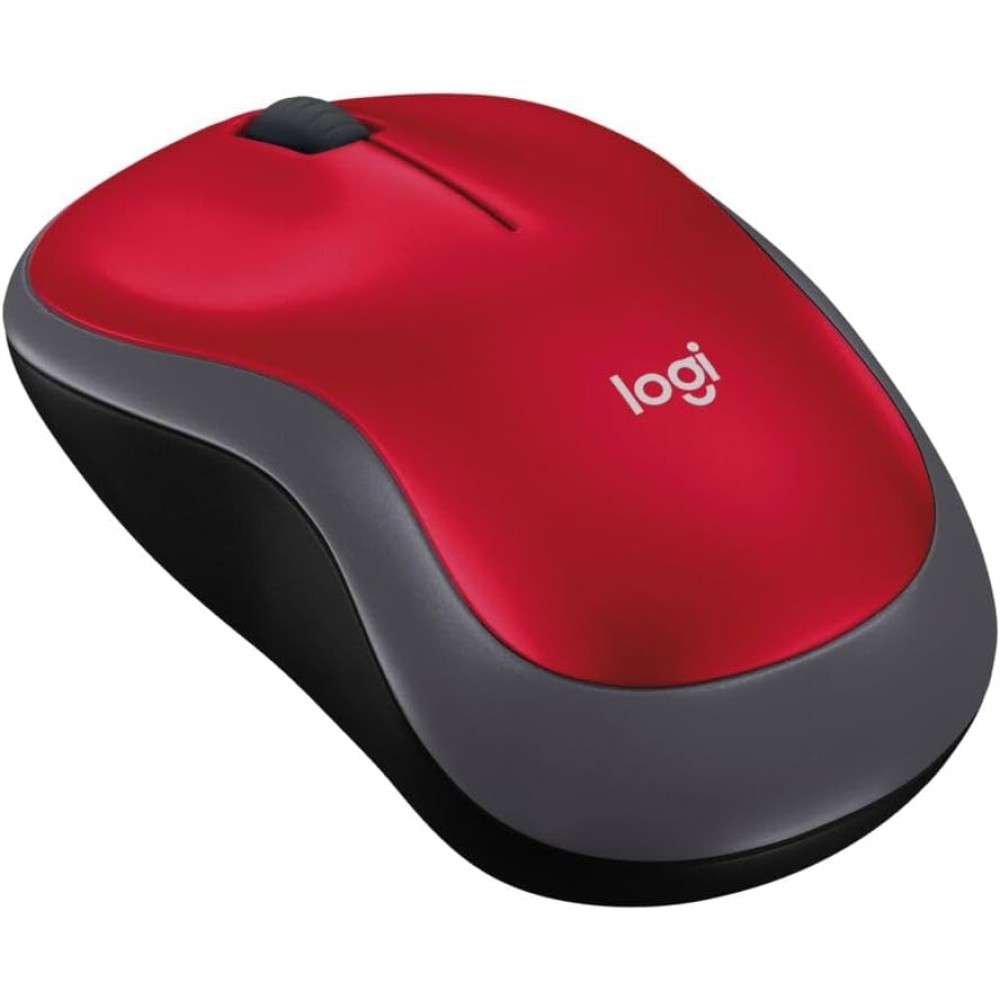 Logitech M185 - Mouse - right and left-handed - optical - wireless - 2.4 GHz - USB wireless receiver - red