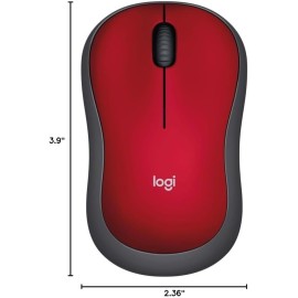 Logitech M185 - Mouse - right and left-handed - optical - wireless - 2.4 GHz - USB wireless receiver - red