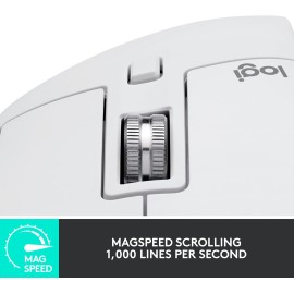 Logitech Master Series MX Master 3S - Mouse - ergonomic - optical - 7 buttons - wireless - Bluetooth, 2.4 GHz - Logitech Logi Bolt USB receiver - pale gray