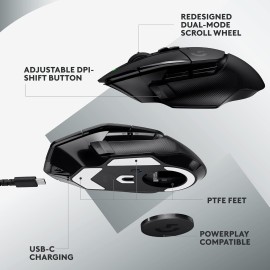 Logitech G G502 X LIGHTSPEED - Mouse - optical - wireless - 2.4 GHz - Logitech LIGHTSPEED receiver - black