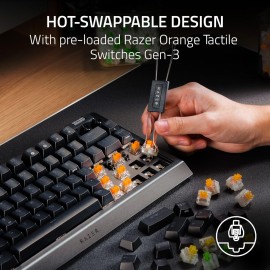 Razer BlackWidow V4 - Keyboard - 75%, hot-swappable - backlit - USB-C - QWERTY - US International - key switch: Razer Orange Gen-3 - black