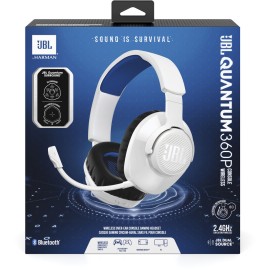 JBL Quantum 360P Console Wireless Over-Ear Gaming Headset (White/Blue)