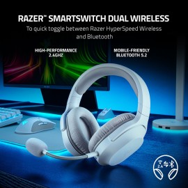 Razer Barracuda X - Headset - full size - Bluetooth / 2.4 GHz radio frequency - wireless, wired - 3.5 mm jack, USB-C - noise isolating - mercury