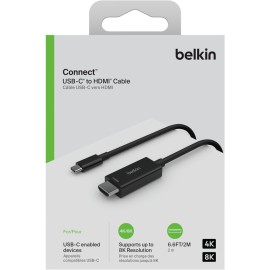 Belkin Connect - Adapter cable - 24 pin USB-C male to HDMI male - 2 m - black - passive, 8K60Hz support, DP Alt mode support